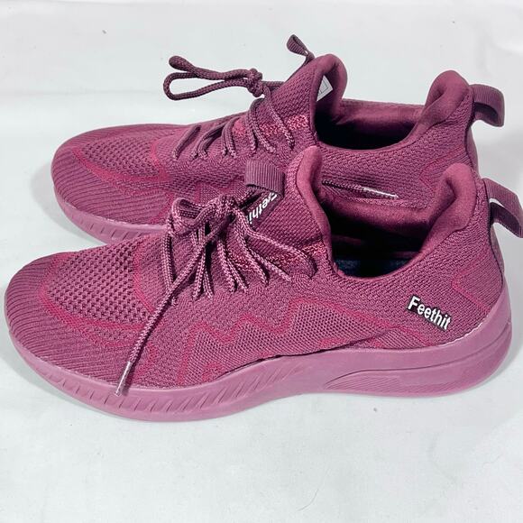 Feethit Blade Running Shoes Men 7.5 (40) Burgundy Non-Slip Slip On Sneakers New - Picture 2 of 9